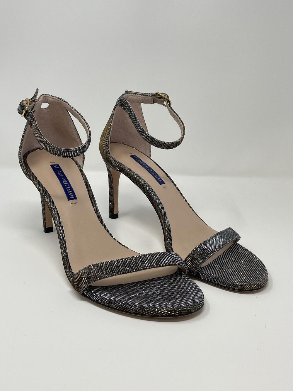 Stuart Weitzman NuNaked Straight Shoes Womens Size 8.5 Gold Nighttime Shimmer